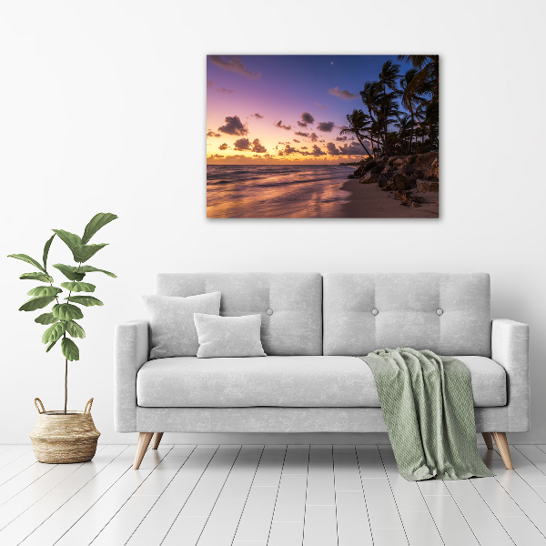 Glasbild Sonnenuntergang am Strand