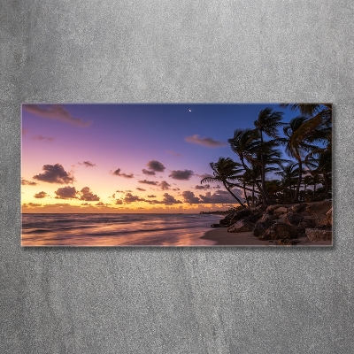 Glasbild Sonnenuntergang am Strand