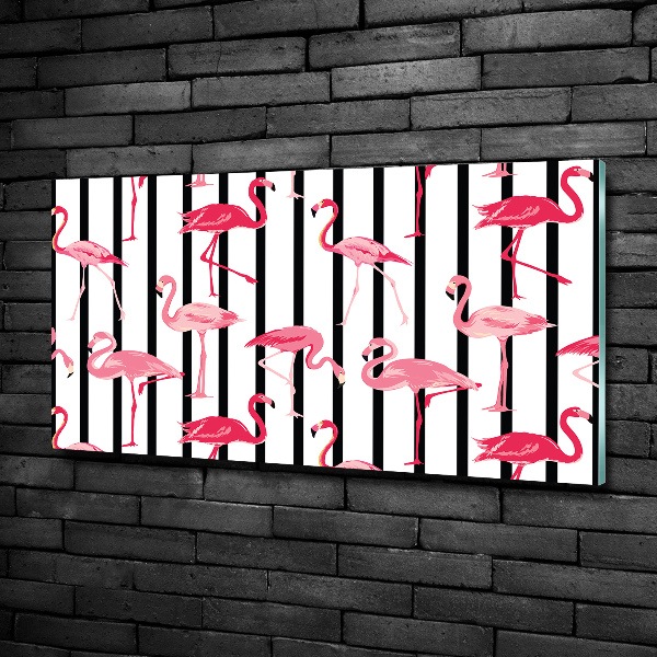 Glasbild Gestreifte Flamingos