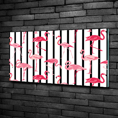 Glasbild Gestreifte Flamingos