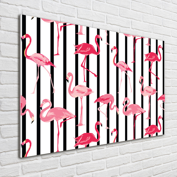 Glasbild Gestreifte Flamingos