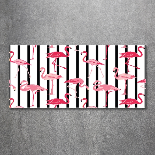 Glasbild Gestreifte Flamingos