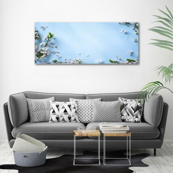 Foto glasbild Kirschblüten im Hintergrund