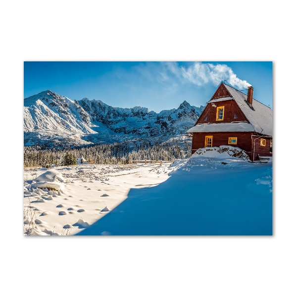 Glasbild Ein Ferienhaus in den Bergen