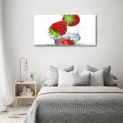 Glasbild Herabfallende Erdbeeren