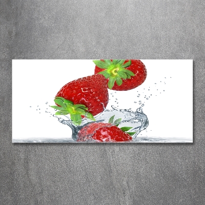 Glasbild Herabfallende Erdbeeren