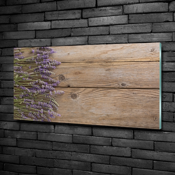 Foto glasbild Lavendel auf Holz