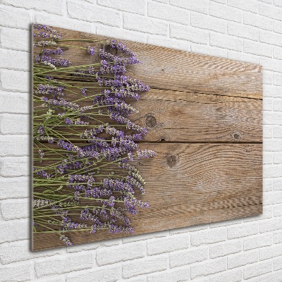 Foto glasbild Lavendel auf Holz