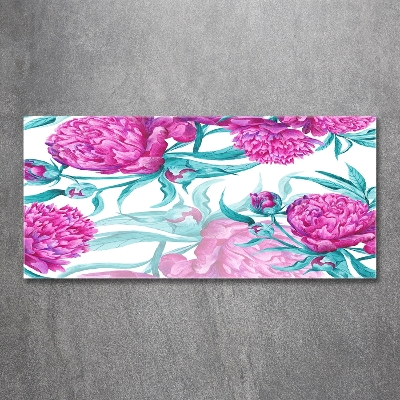 Glasbild Rosa Pfingstrosen