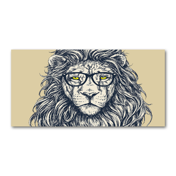 Foto glasbild Hipster-Löwe