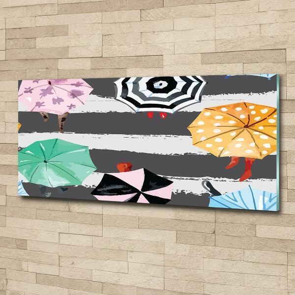 Foto glasbild Bunte Regenschirme