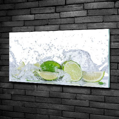 Glasbild Limetten und Wasser