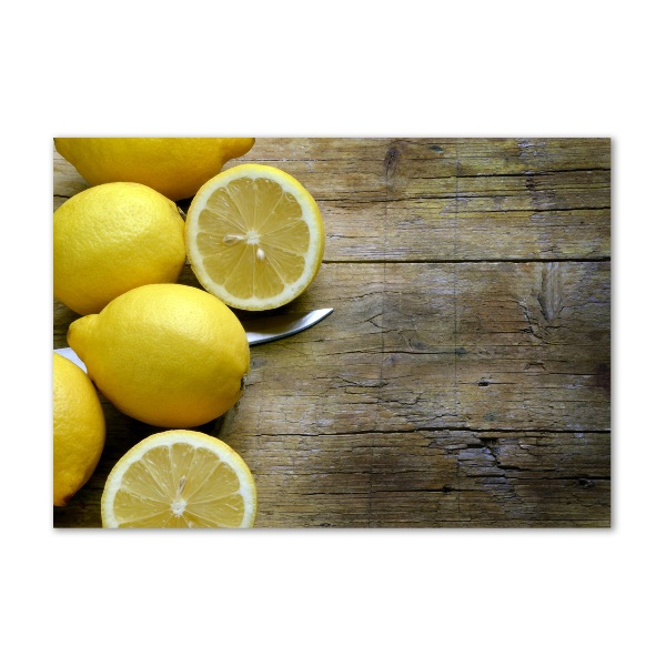 Bild auf glas Zitronen auf Holz