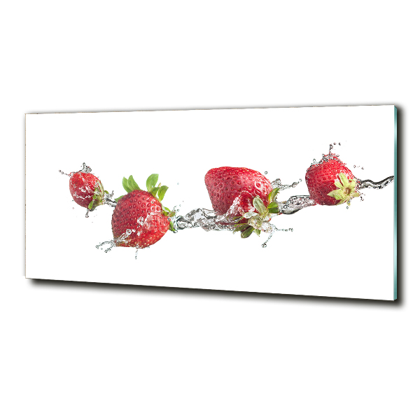 Bild auf glas Erdbeeren und Wasser