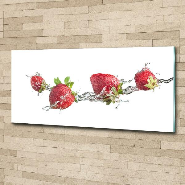 Bild auf glas Erdbeeren und Wasser