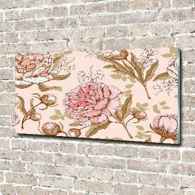 Glasbild Pfingstrosen