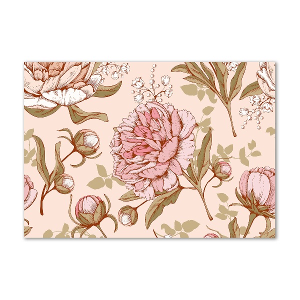 Glasbild Pfingstrosen