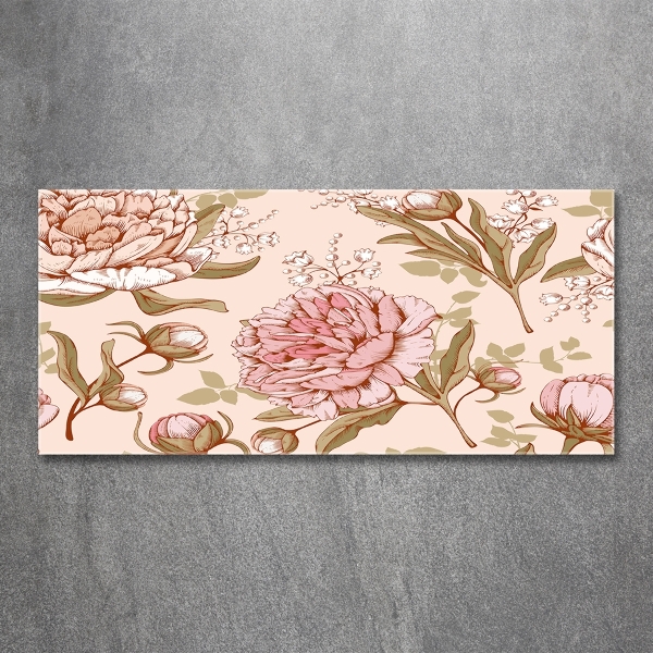 Glasbild Pfingstrosen