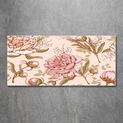 Glasbild Pfingstrosen