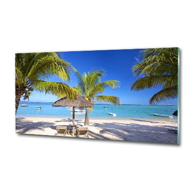 Glasbild Strand von Mauritius