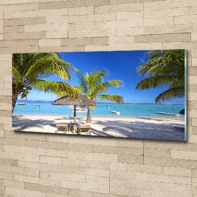 Glasbild Strand von Mauritius