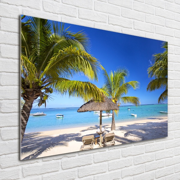 Glasbild Strand von Mauritius