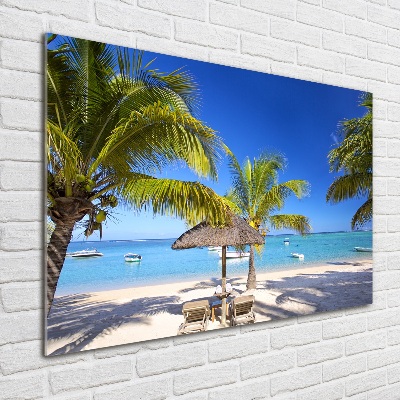 Glasbild Strand von Mauritius