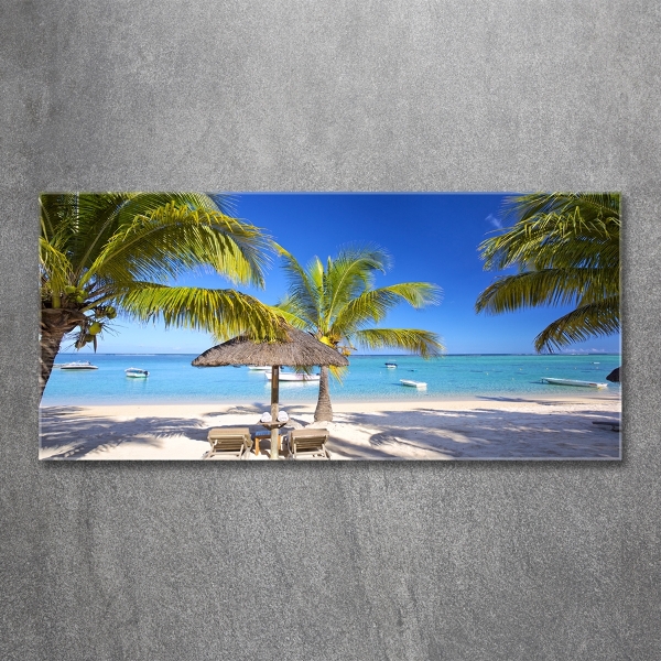 Glasbild Strand von Mauritius