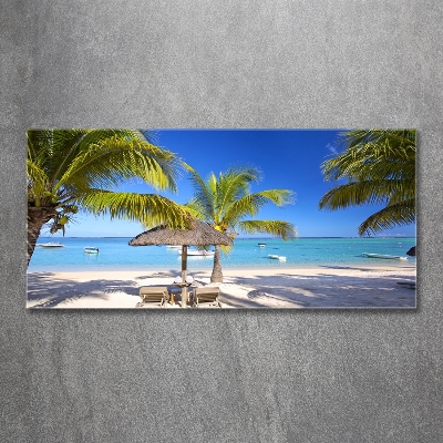 Glasbild Strand von Mauritius