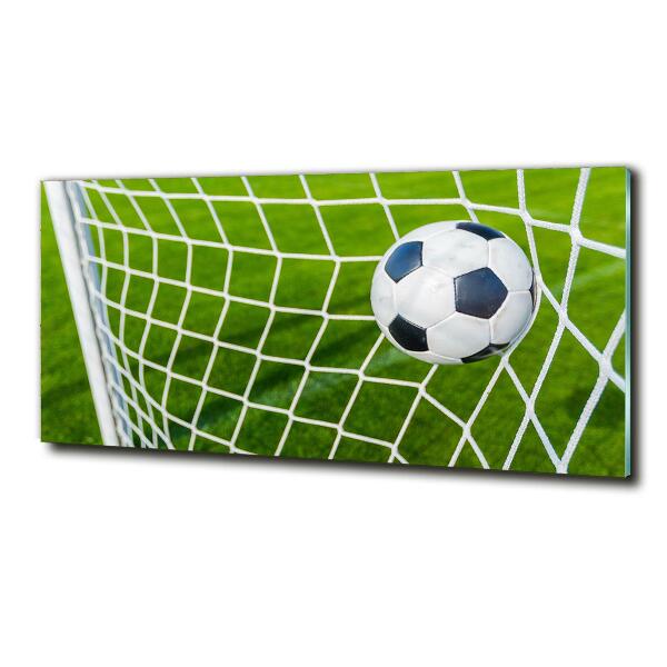 Glasbild Der Ball ist im Tor