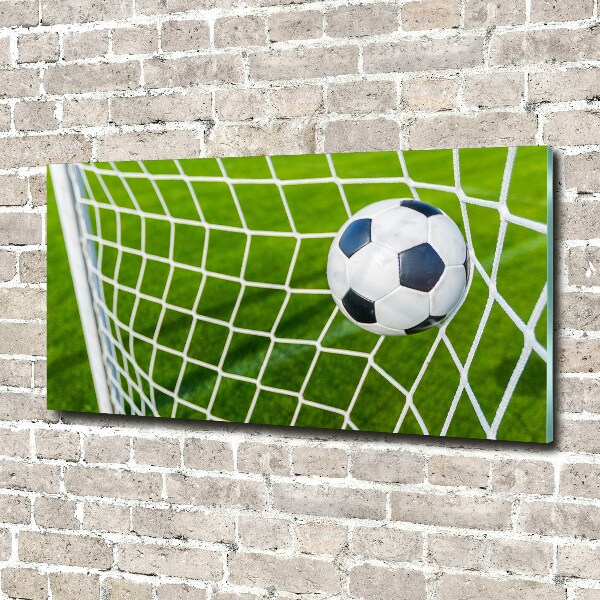 Glasbild Der Ball ist im Tor