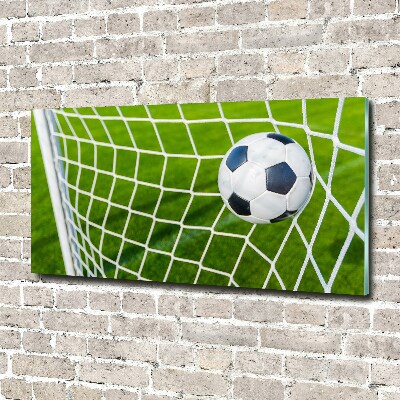 Glasbild Der Ball ist im Tor