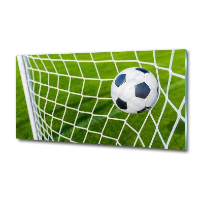 Glasbild Der Ball ist im Tor
