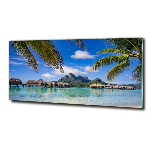 Glasbild Palmen in Bora Bora