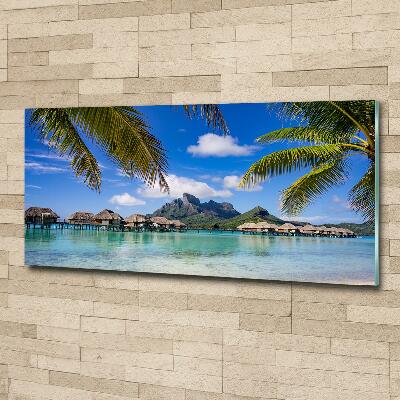 Glasbild Palmen in Bora Bora