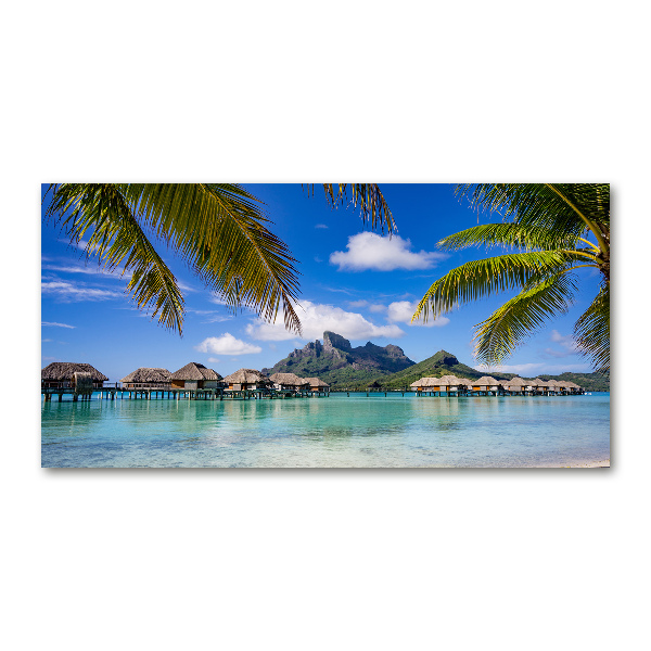 Glasbild Palmen in Bora Bora