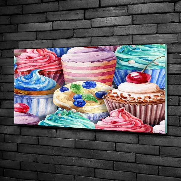 Bild auf glas Bunte Cupcakes