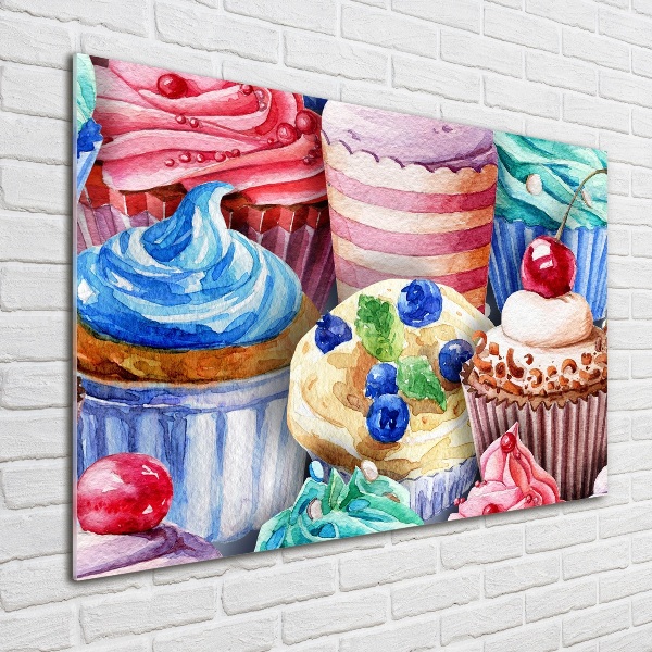 Bild auf glas Bunte Cupcakes