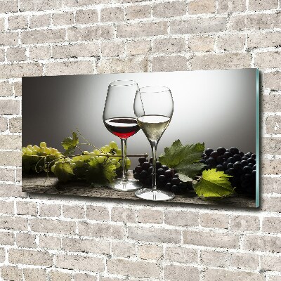 Glasbild Wein und Trauben