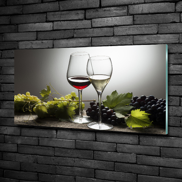 Glasbild Wein und Trauben