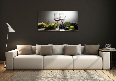 Glasbild Wein und Trauben