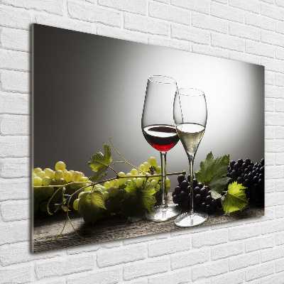 Glasbild Wein und Trauben