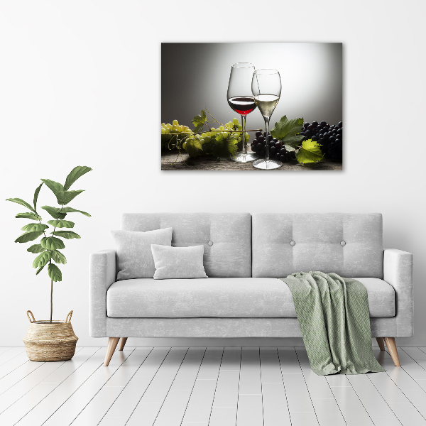 Glasbild Wein und Trauben