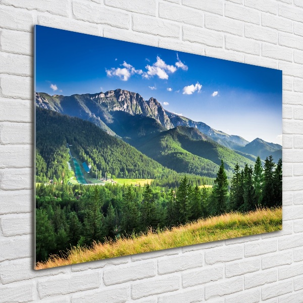 Glasbild Skisprungschanze in den Tatra-Bergen