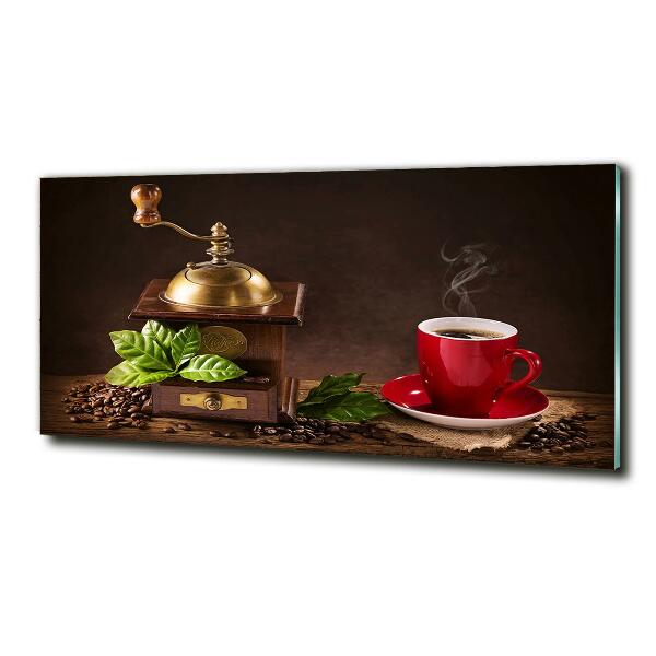 Glasbild Kaffee und Kaffeemühle