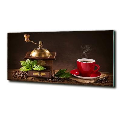 Glasbild Kaffee und Kaffeemühle