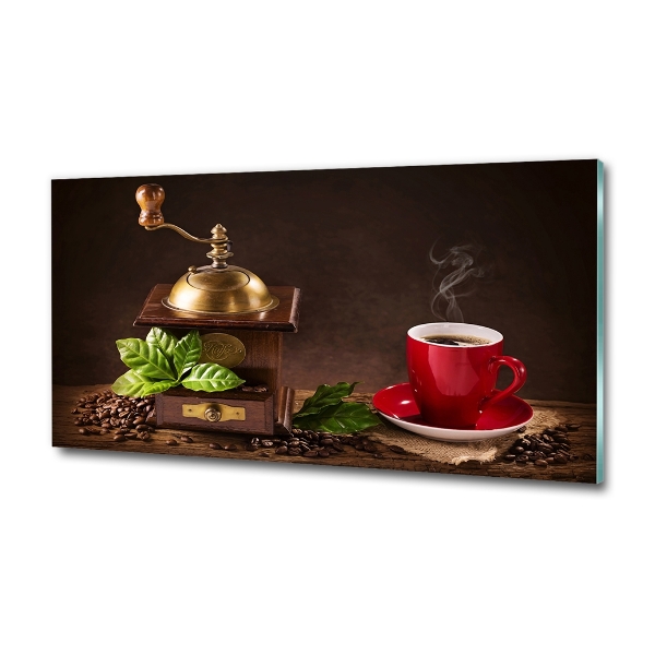 Glasbild Kaffee und Kaffeemühle