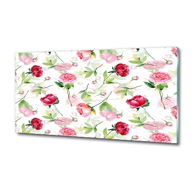 Foto glasbild Rosa Pfingstrosen