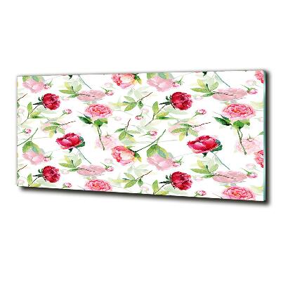 Foto glasbild Rosa Pfingstrosen