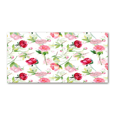 Foto glasbild Rosa Pfingstrosen